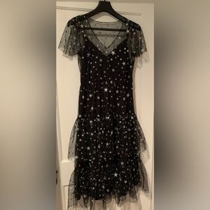 Black Large tulle dress with silver stars